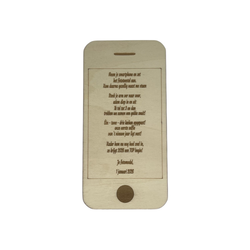 Houten nieuwjaarsbrief - Iphone