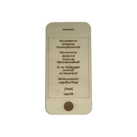 Houten nieuwjaarsbrief - Iphone