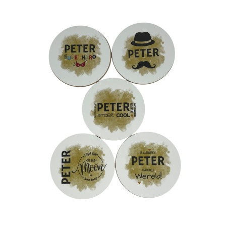 Set van 6 onderleggers "coolste Peter"