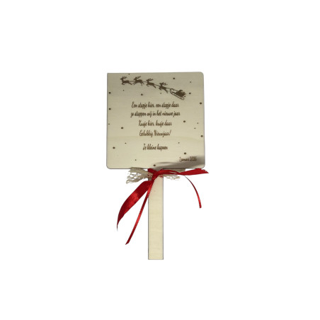 Houten nieuwjaarsbrief - slee