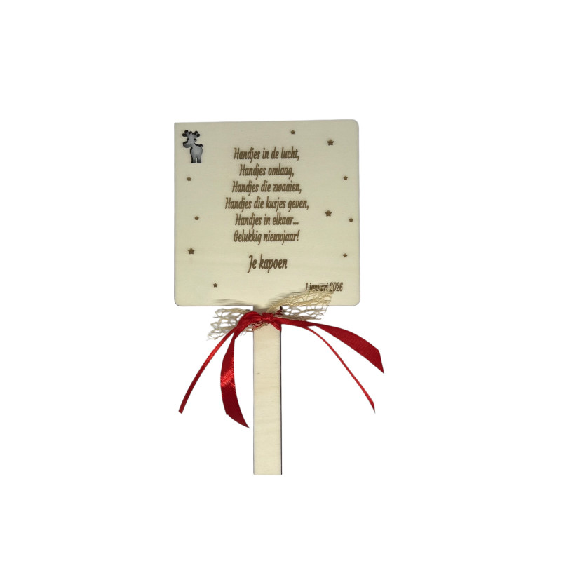 Houten nieuwjaarsbrief - hertje