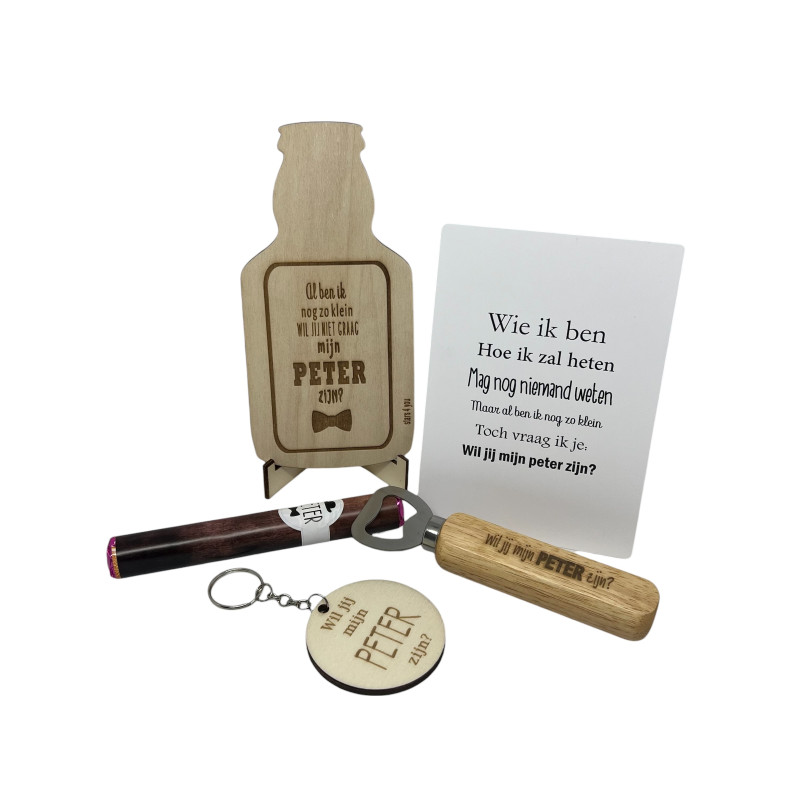 Geschenkbox bierfles - Peter - blauw