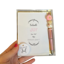 Kralenpen en kaartje JUF
