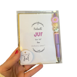 Tekstbord JUF | bloem | blauw