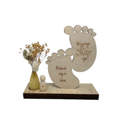 Tekstbord met voetjes en bloemetjes | Gepersonaliseerd meter cadeau