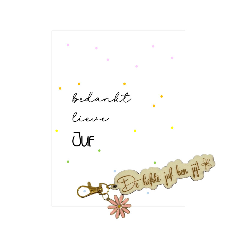Sleutelhanger juf bloem