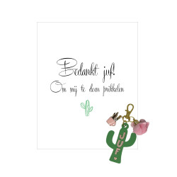 Sleutelhanger juf cactus