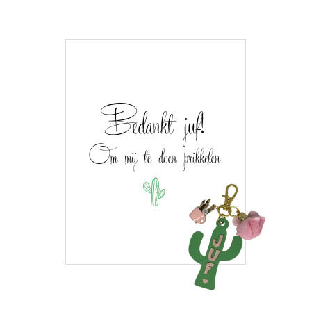 Sleutelhanger juf cactus