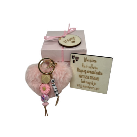 Sleutelhanger hartje - pompom