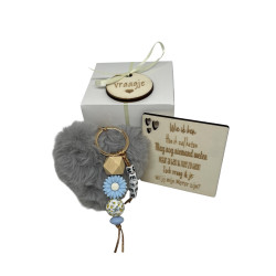 Sleutelhanger hartje - pompom