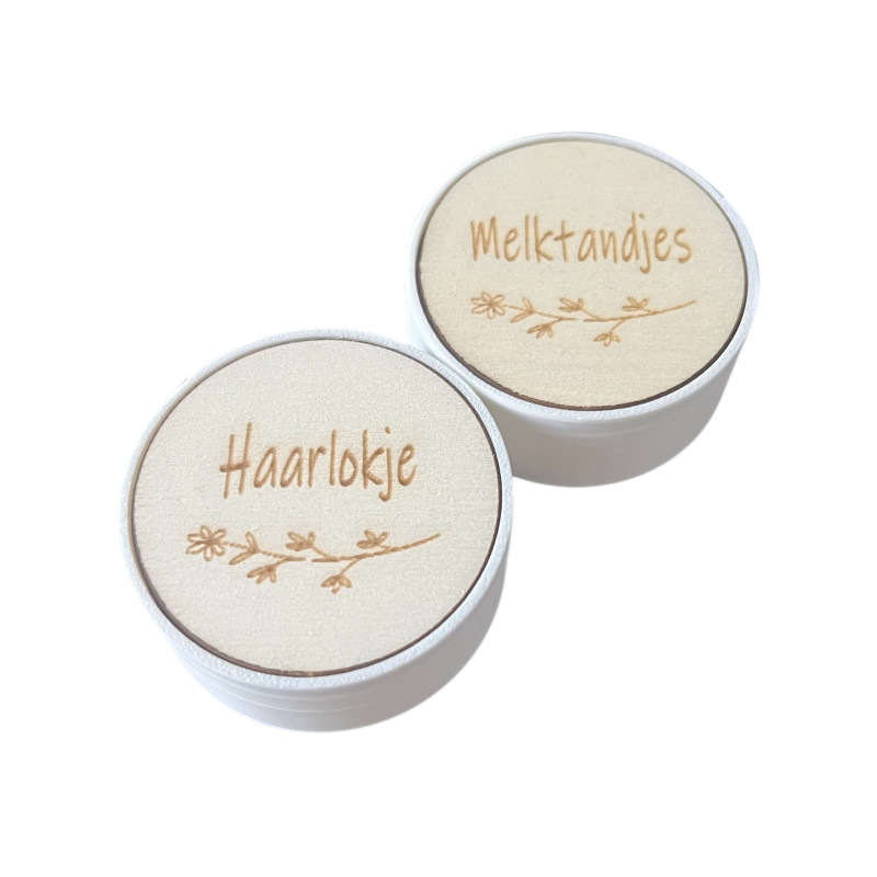 Set Bewaardoosjes haarlokje en tandjes - bloem