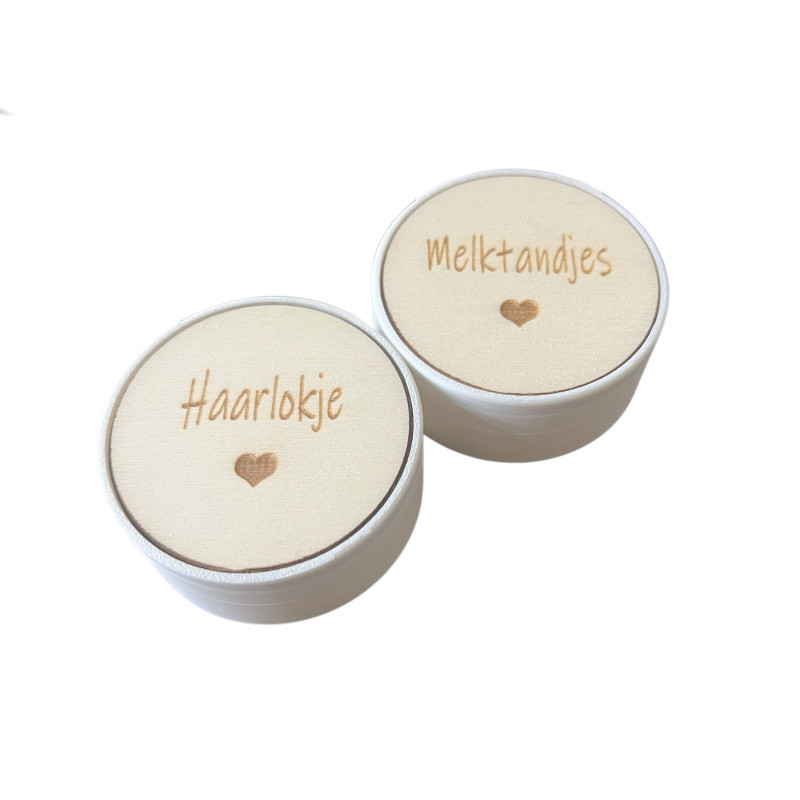 Set Bewaardoosjes haarlokje en tandjes - hartje