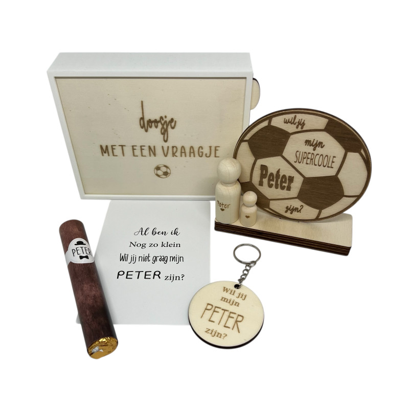 Geschenkbox voetbal - Peter - zwart