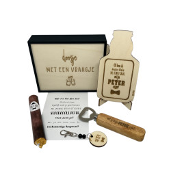 Geschenkbox bierfles - Peter - blauw