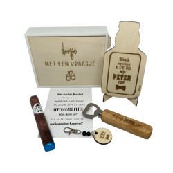 Geschenkbox bierfles - Peter - blauw