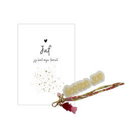 Kaartje en sleutelhanger Juf - favoriet