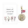 Kaartje en sleutelhanger Juf - bloemen