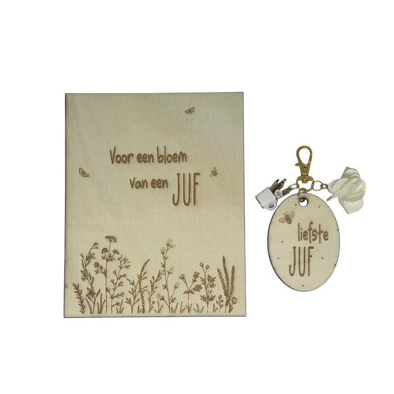 Sleutelhanger juf bloem