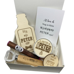 Geschenkbox bierfles - Peter - blauw
