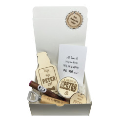 Geschenkbox bierfles - Peter - blauw