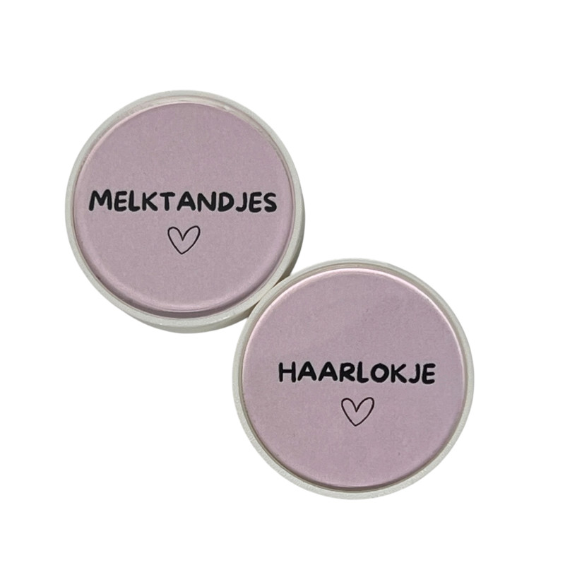 Set Bewaardoosjes haarlokje en tandjes - roze