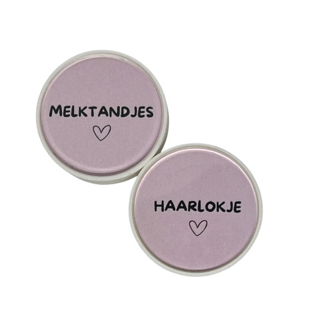 Set Bewaardoosjes haarlokje en tandjes - roze