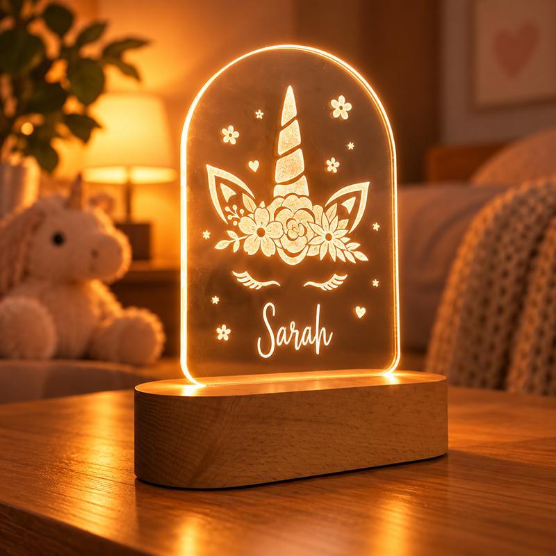 LED lamp kinderkamer unicorn bloemen