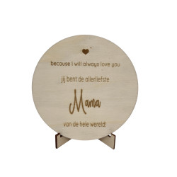 Houten bordje liefste mama