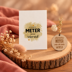 Sleutelhanger allerliefste Meter van de hele wereld beige