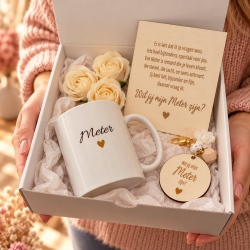 Geschenkbox met mok en tekstbord | Gepersonaliseerd meter cadeau