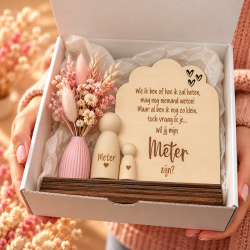 Geschenkbox met peg doll en bloem | Gepersonaliseerd meter cadeau