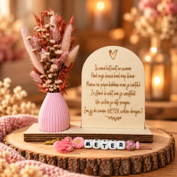 Geschenkbox Wil je mijn meter worden vaasje droogbloemen keuze rap klaar