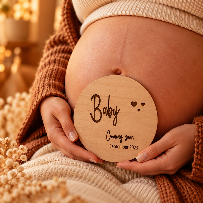 Tekstbord aankondiging zwangerschap baby coming soon