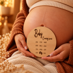 Tekstbord aankondiging zwangerschap baby coming soon