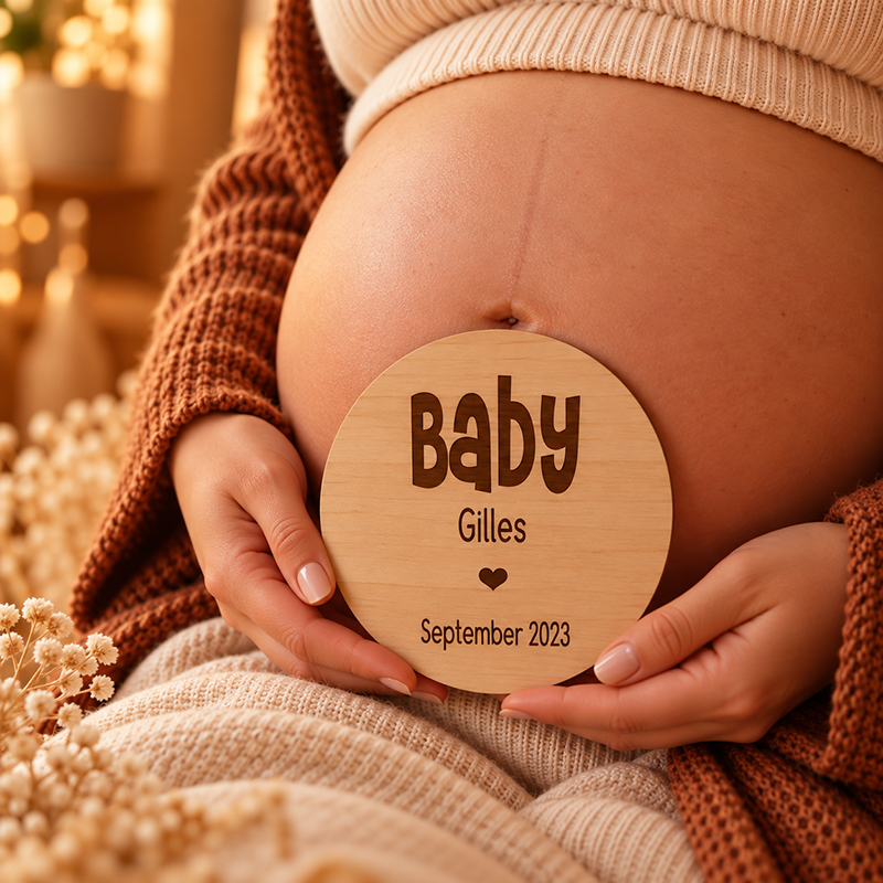 Tekstbord aankondiging zwangerschap Baby