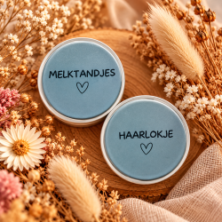 Bewaardoosje haarlokje tandjes blauw