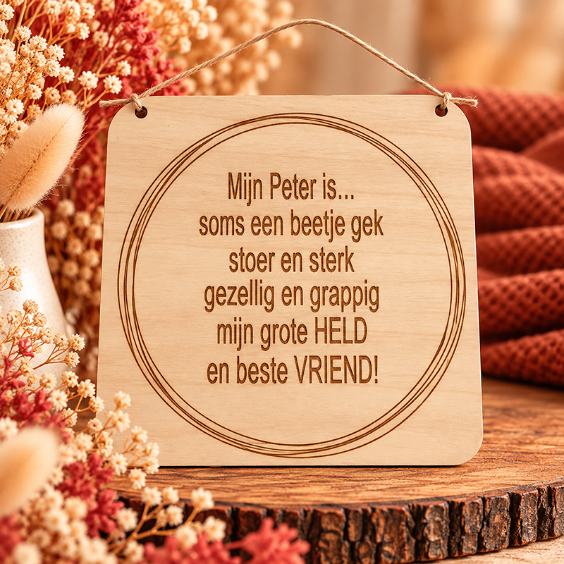 Tekstbord liefste Peter