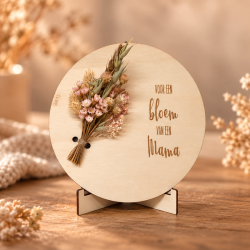 Houten bordje bloem mama