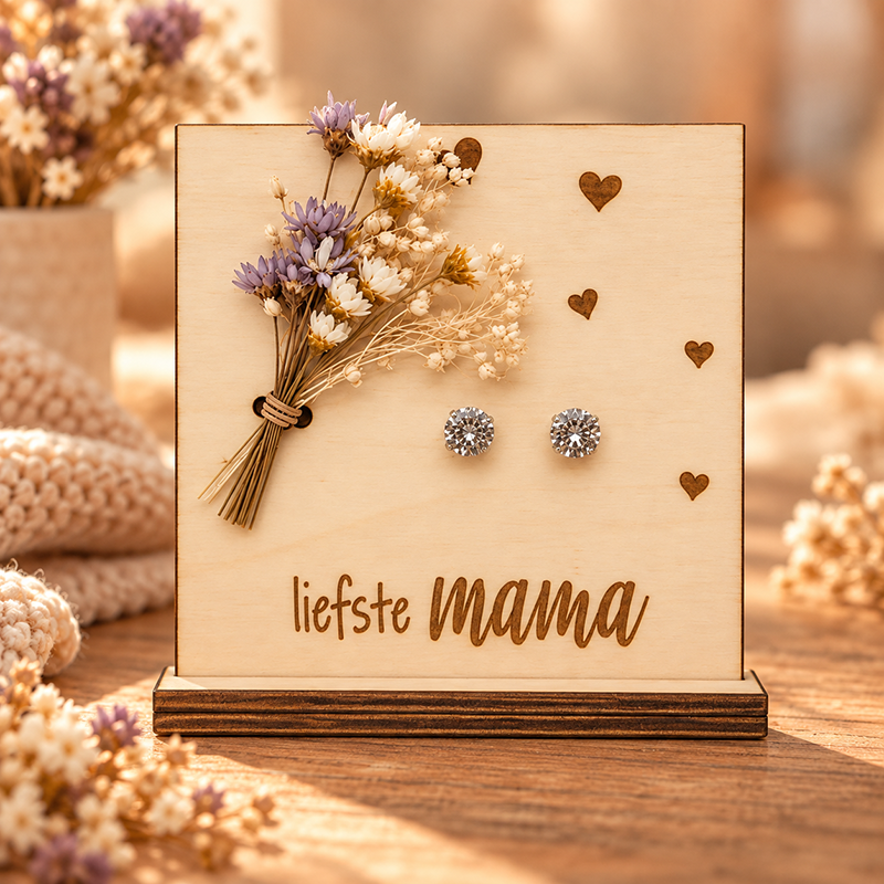 Kaartje en oorbellen liefste mama
