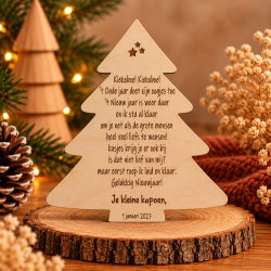 Houten nieuwjaarsbrief kerstboom