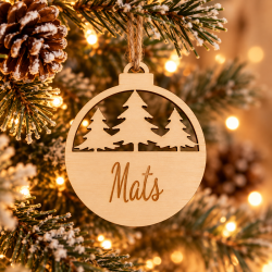 Houten kerstbal kerstbomen