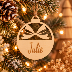 Houten kerstbal strik