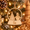 Houten kerstbal sneeuwman