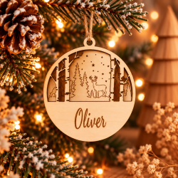 Houten kerstbal hertje