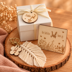 Cadeaudoosje juf bohemian sleutelhanger