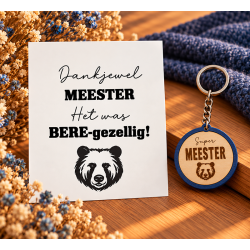 Sleutelhanger en kaartje liefste meester beer