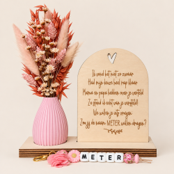 Geschenkbox Wil je mijn meter worden vaasje droogbloemen keuze rap klaar