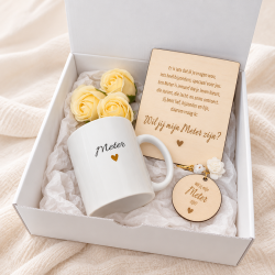 Geschenkbox met mok en tekstbord | Gepersonaliseerd meter cadeau