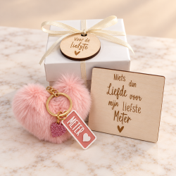 Cadeaudoosje pompom roze liefste meter