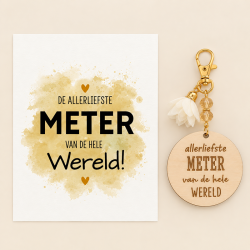 Sleutelhanger allerliefste Meter van de hele wereld beige